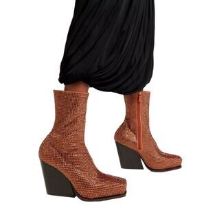 Stella McCartney Cowboy Crystal Embellished Boots Western Statement  Sz 38/ US 8